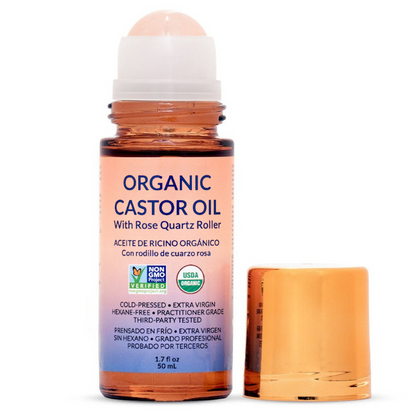 Vedex™ Organic Golden Castor Oil Roll-On with Rose Quartz 1.7oz
