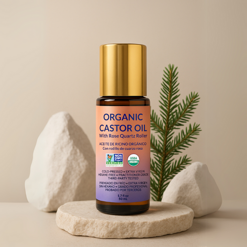 Vedex™ Organic Golden Castor Oil Roll-On with Rose Quartz 1.7oz